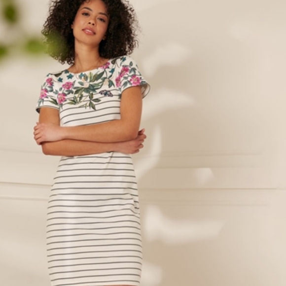 Joules Riviera jersey print shift dress in spring wood botanical size 8. - Picture 3 of 9